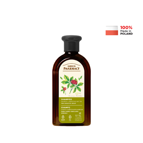 Green Pharmacy Sensitive Scalp Shampoo - Ginseng & Morocccan Mint Oil (Vegan) | 350ml